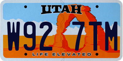 UT license plate W927TM