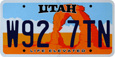 UT license plate W927TN
