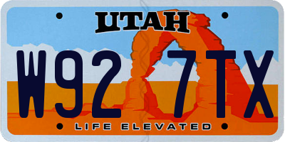 UT license plate W927TX
