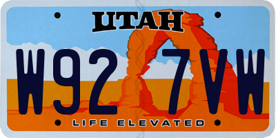 UT license plate W927VW