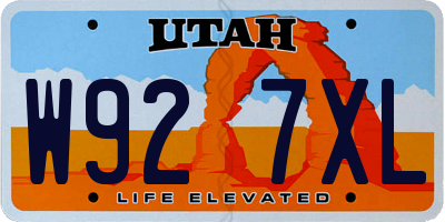 UT license plate W927XL