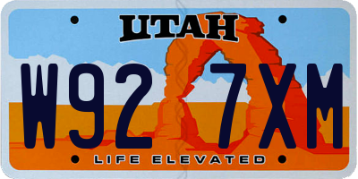 UT license plate W927XM