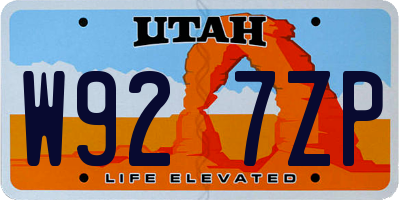 UT license plate W927ZP