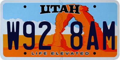 UT license plate W928AM