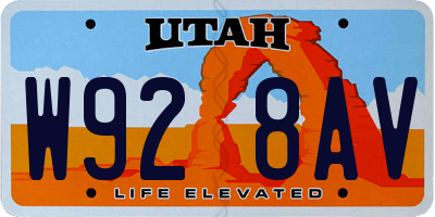 UT license plate W928AV