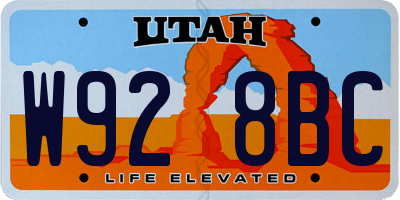 UT license plate W928BC