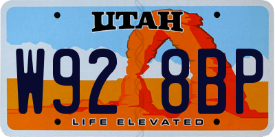 UT license plate W928BP