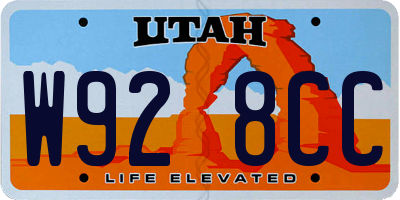 UT license plate W928CC