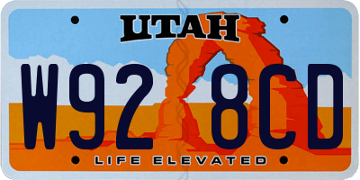 UT license plate W928CD