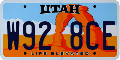 UT license plate W928CE