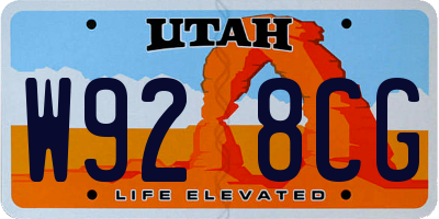 UT license plate W928CG