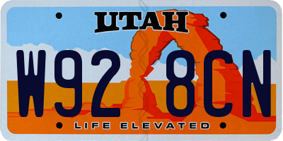 UT license plate W928CN