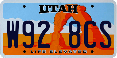 UT license plate W928CS
