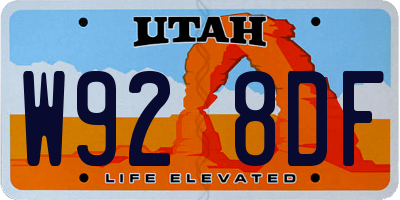 UT license plate W928DF