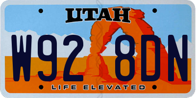 UT license plate W928DN