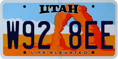 UT license plate W928EE