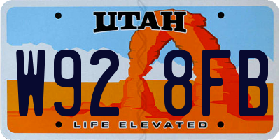 UT license plate W928FB