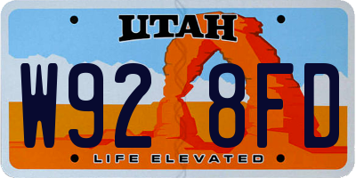 UT license plate W928FD