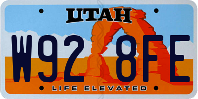 UT license plate W928FE