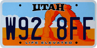UT license plate W928FF