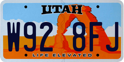 UT license plate W928FJ