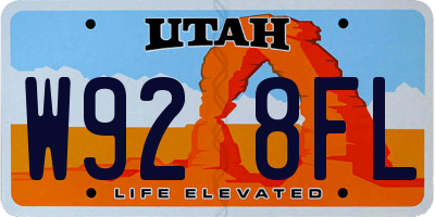 UT license plate W928FL
