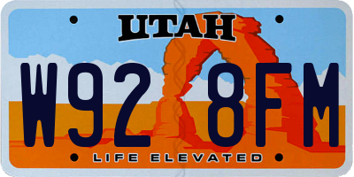 UT license plate W928FM