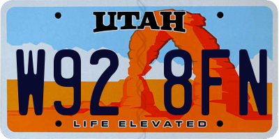 UT license plate W928FN