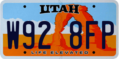 UT license plate W928FP