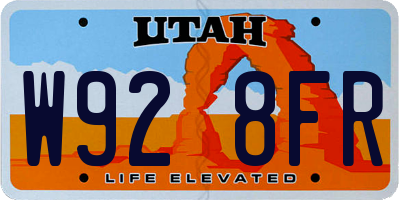 UT license plate W928FR