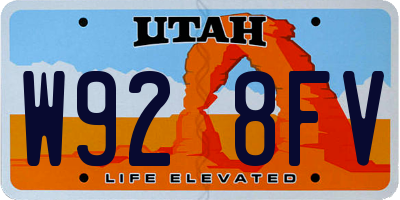 UT license plate W928FV