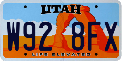 UT license plate W928FX