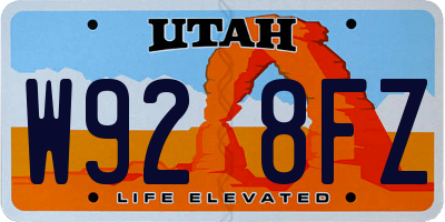 UT license plate W928FZ