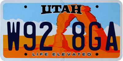 UT license plate W928GA