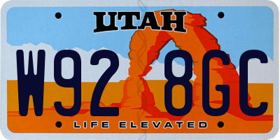 UT license plate W928GC
