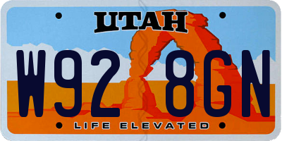 UT license plate W928GN