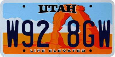 UT license plate W928GW