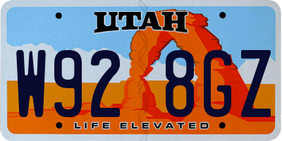 UT license plate W928GZ