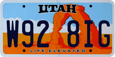 UT license plate W928IG