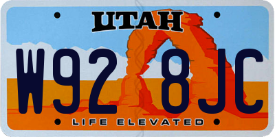 UT license plate W928JC