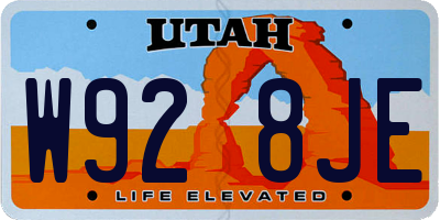 UT license plate W928JE