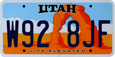 UT license plate W928JF