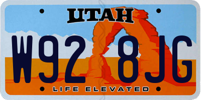 UT license plate W928JG
