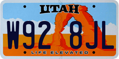 UT license plate W928JL