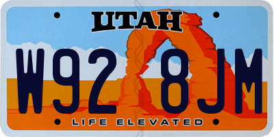 UT license plate W928JM