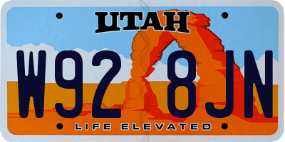 UT license plate W928JN