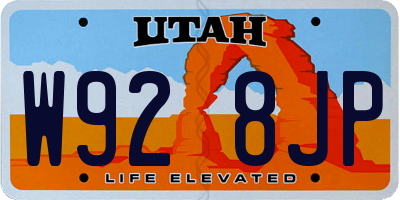 UT license plate W928JP