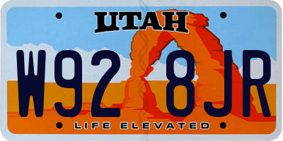 UT license plate W928JR