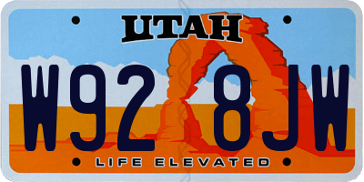 UT license plate W928JW