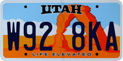 UT license plate W928KA